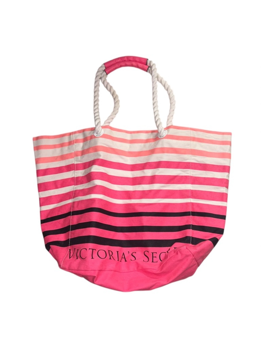 Victoria's Secret Pink Ombre Stripe Rope-Handle Tote